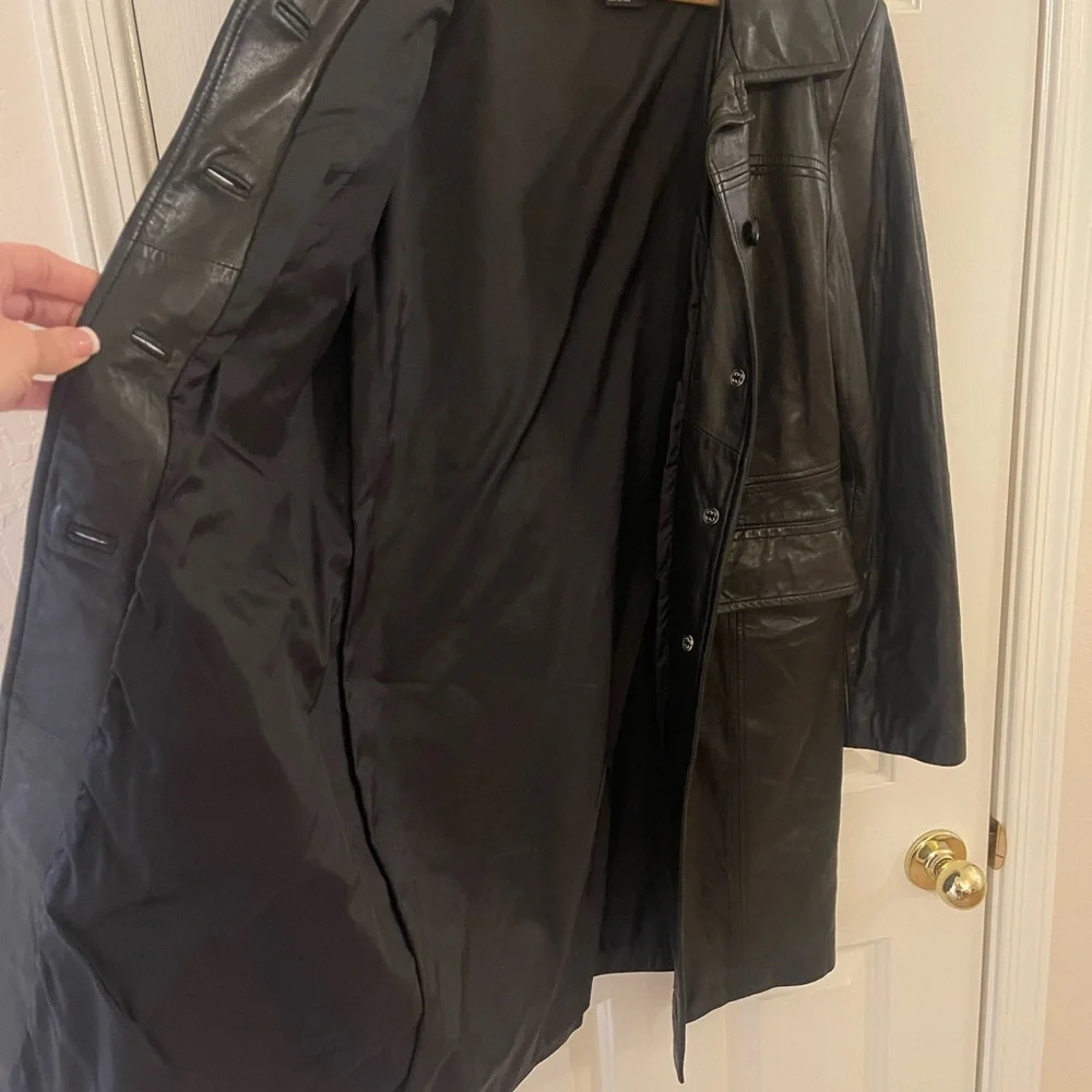 Brandon James Longline Lambskin Leather Coat - Picture 6 of 8